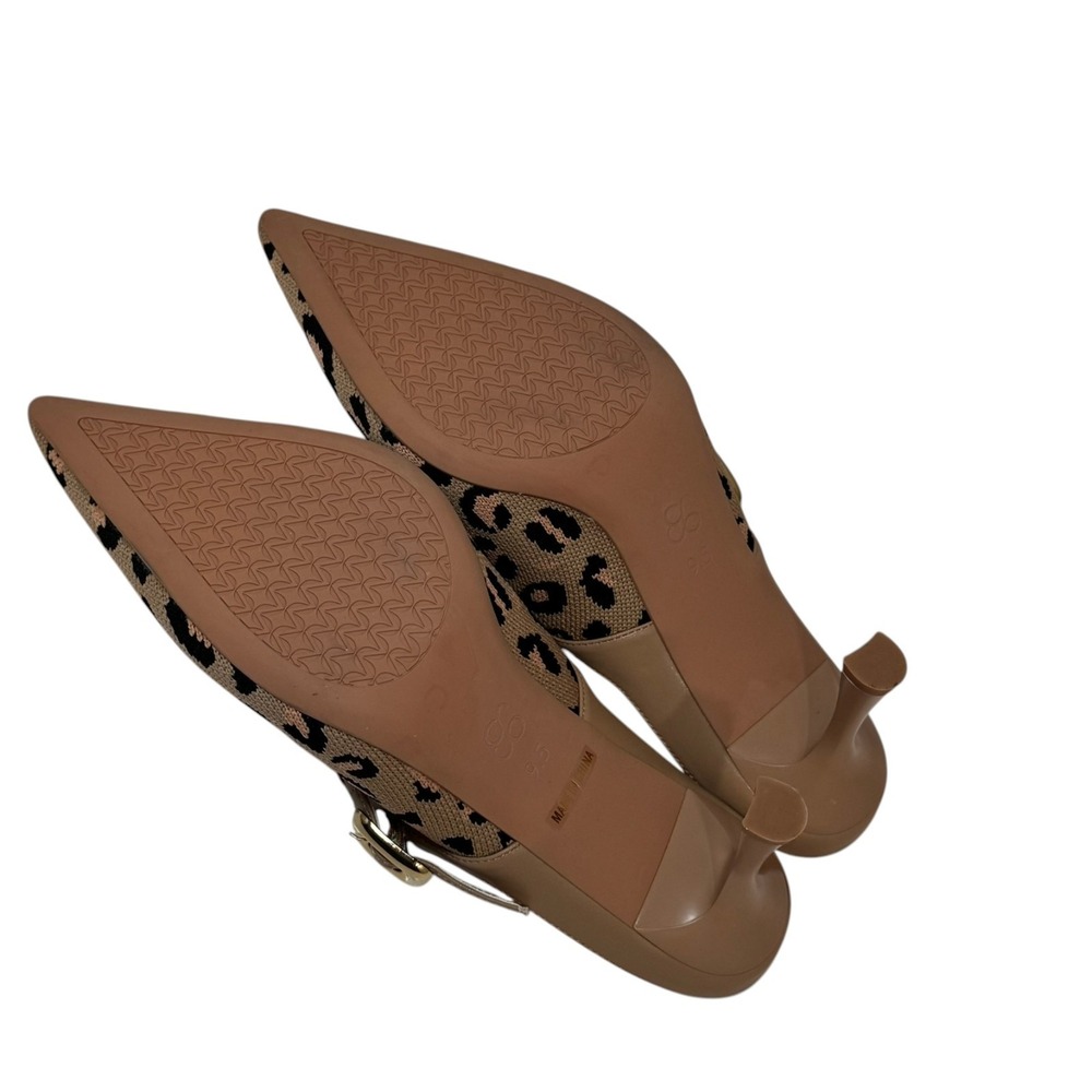 Leopard Knit Pointed Mule with Buckle Detail - Tan/Black - Picture 7 of 8